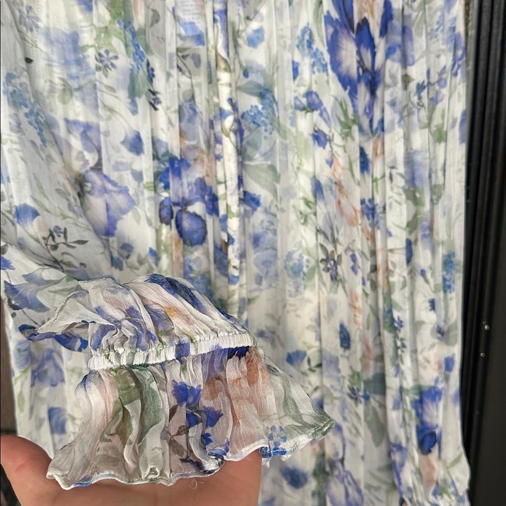 Zimmermann Blue and White Floral Long Sleeve Dress - Picture 4 of 6